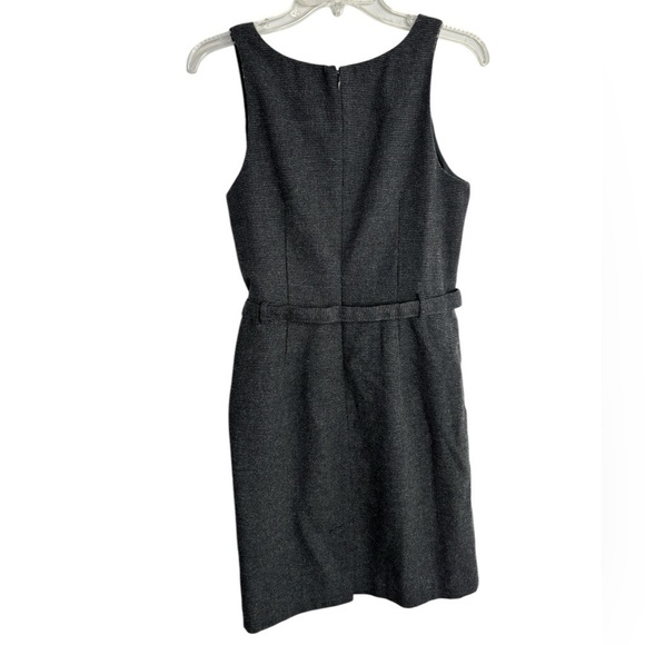 Banana Republic Sheath Dress Jumper Belted Pockets Wool Tweed Size 8 Black Gray - Picture 2 of 14